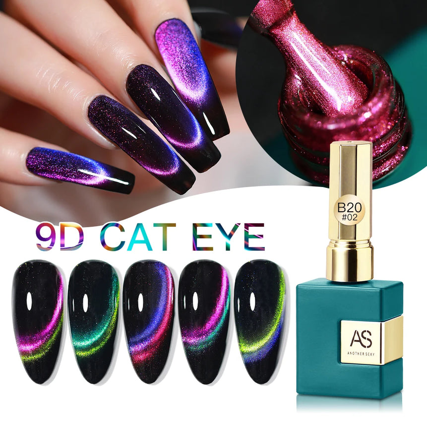 AS 15ml Cat Eye Nail Gel Polish 9D Shiny Magnetic Gel Polish Galaxy Effect Nail Gel Soak Off Manicure Varnish Need Black Gel