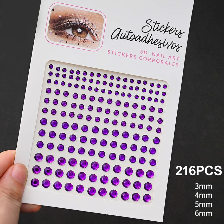 New 3/4/5mm 900pcs Pearl Face Gem Stickers Shining Glittle Self Adhesive Waterproof  Rhinestone Stickers Party Wedding Makeup