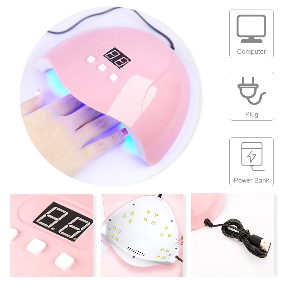 LIMEGIRL 8ml Gel Nail Polish Kit UV Soaking Gel Primer Polish Manicure Kit with UV LED Lamp Dryer Semi-Permanent Gel Varnish Kit