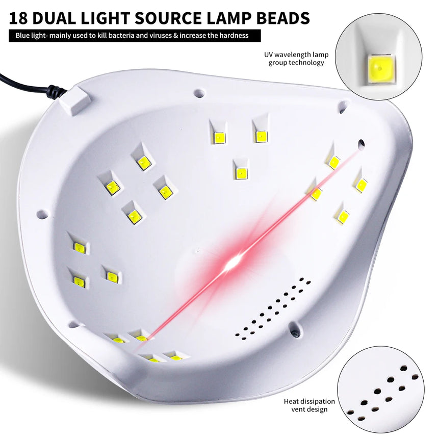 18 LEDS Nail Dryer Lamp UV/LED Quick Drying Gel Polish Curing Phototherapy Light With LCD Display Manicure Tools for Acrylic Gel