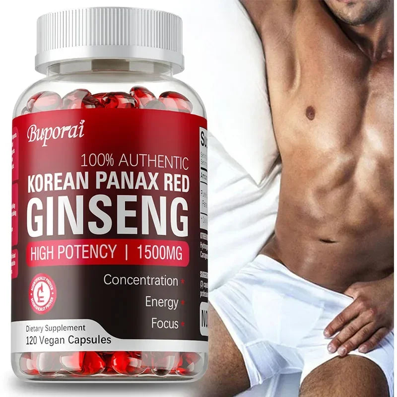 Korean Red Panax Ginseng Supplement - Enhances Endurance and Mood Balance Strong for Energy and Focus - 120 Capsules