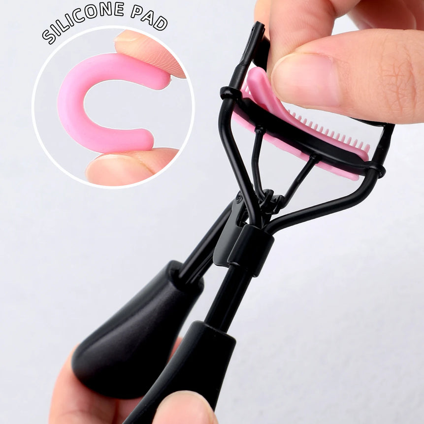 1 stainless steel eyelash curler with comb, lasting shaping big eyes, no harm to eyelashes, suitable for all eye types and eye e