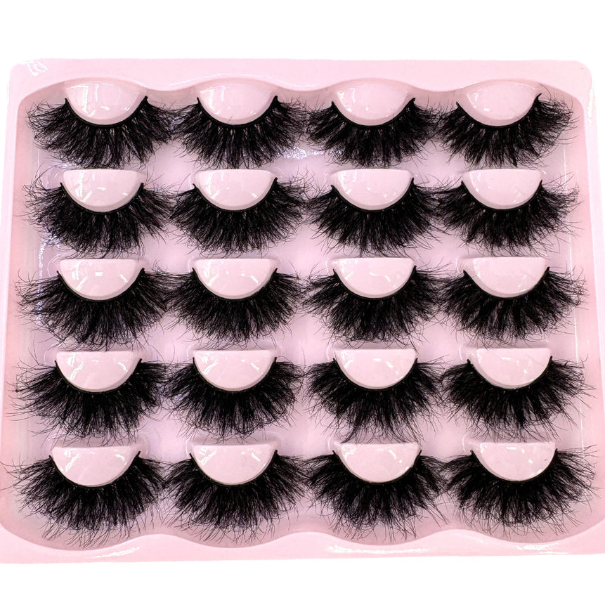 New 10 Pairs 3D Faux Mink Lashes Wispy Fluffy 25MM False Eyelashes Thick Volume Dramatic Cat Eye Lashes Long Strip Wispy Makeup