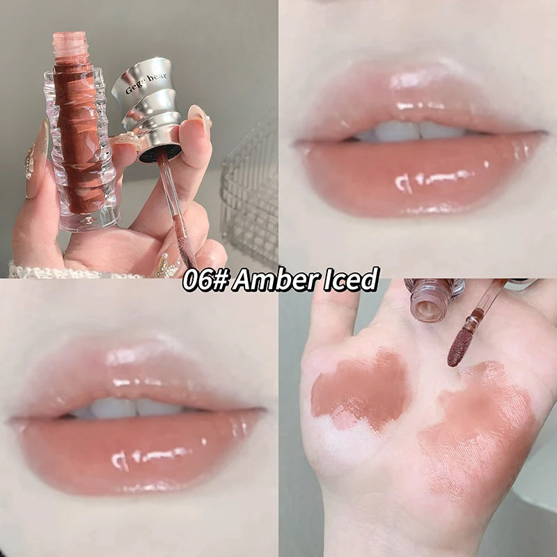Gege bear Water Light Mirror Lip Gloss Ice-Clear Jelly Lip Moisturizing and Color-Enhancing Lip Gloss