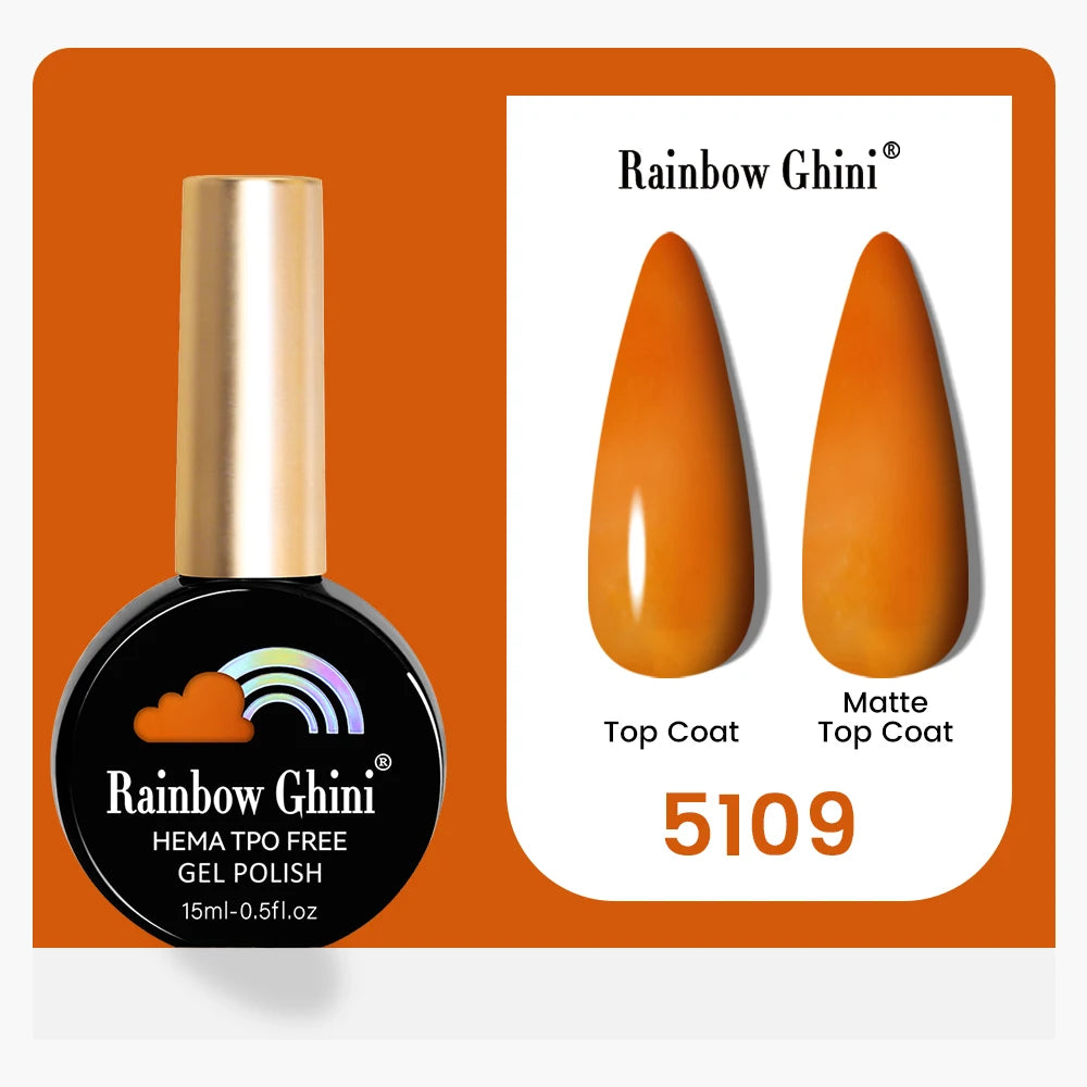 Rainbow Ghini 15ML 146 Colors Long-Lasting Colorful Gel Nail Polish Professional UV/LED Gel Polish Base Coat Matte Top Coat