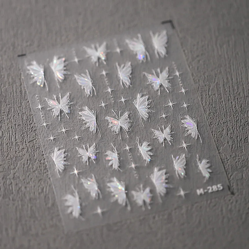 1pcs 5D Rhinestones Butterfly Nail Stickers Kawaii AB Shiny Butterfly Adhesive Nail Art Decorations Decal Design Manicure Tools