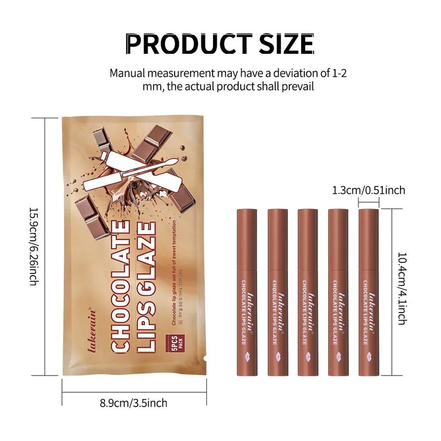 Velvet Matte Lip Glaze Waterproof Long Lasting Non Sticky Chocolate Lip Gloss Set