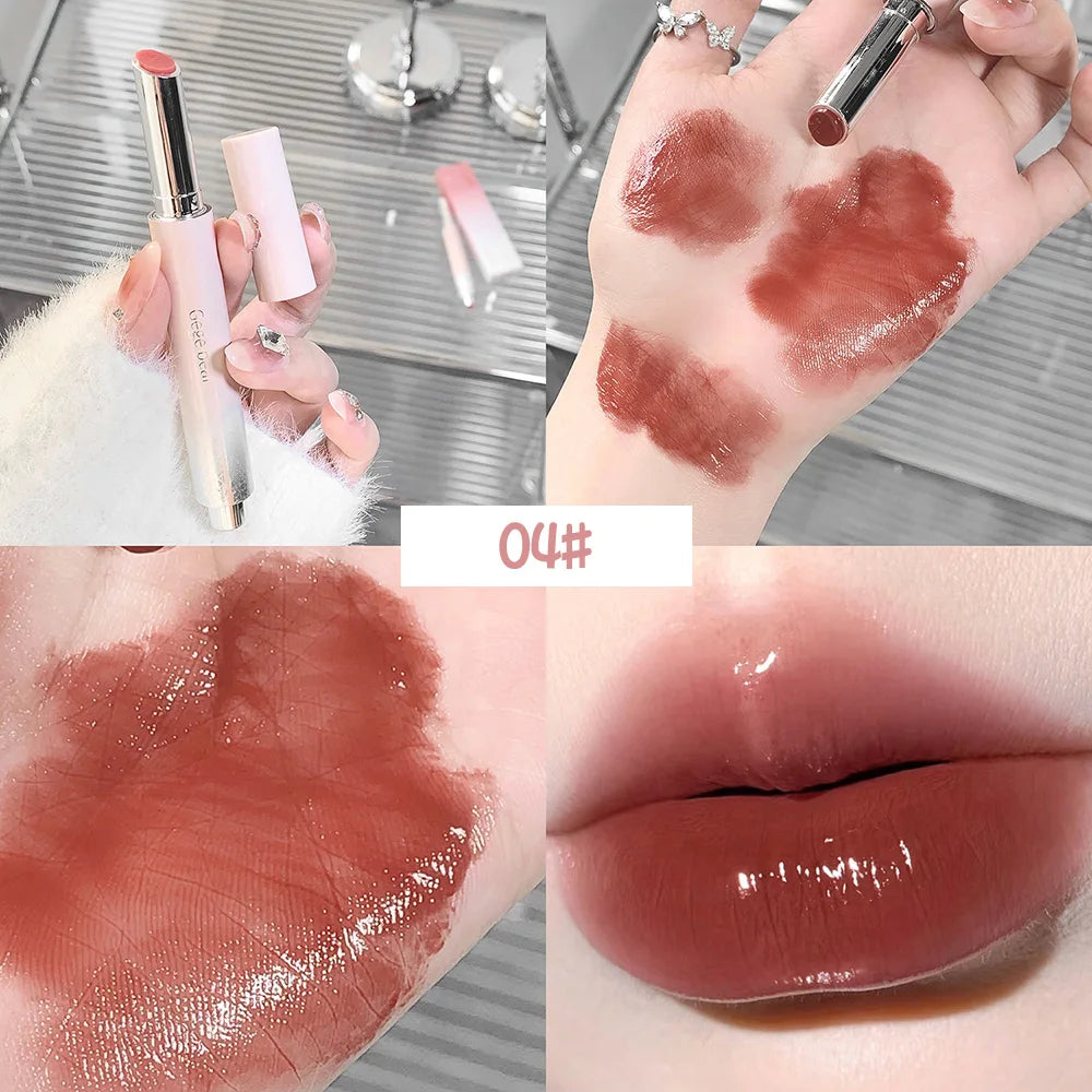 Snowy Design Solid Watery Lipstick Mirror Moisturizing Nourishing Lip Balm Beautiful Colors Suitable for Winter