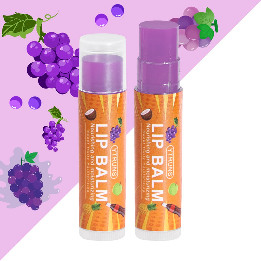Fruit Flavour Tinted Lip Balm,  Moisturising Lip Treatment with Plant-Based Squalane, Ideal Gift for Mother's Day