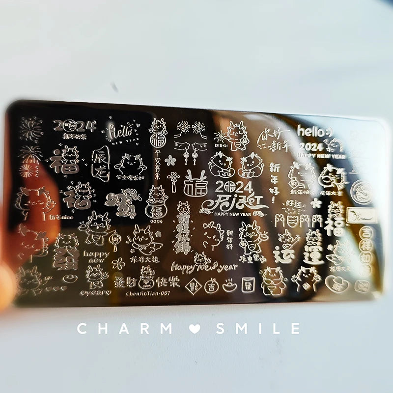 Cartoon Characters Stamping Plates  French Line Geometry  Flowers Leaves Animals Image Stainless Steel Nail Art Template Stencil