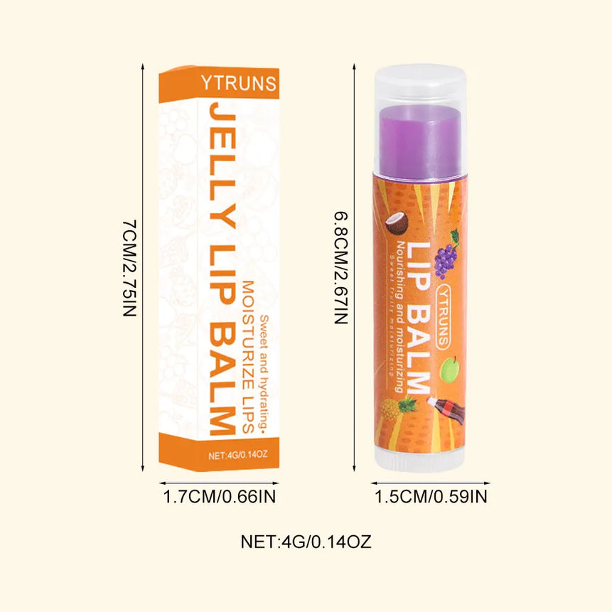 Fruit Flavour Tinted Lip Balm,  Moisturising Lip Treatment with Plant-Based Squalane, Ideal Gift for Mother's Day