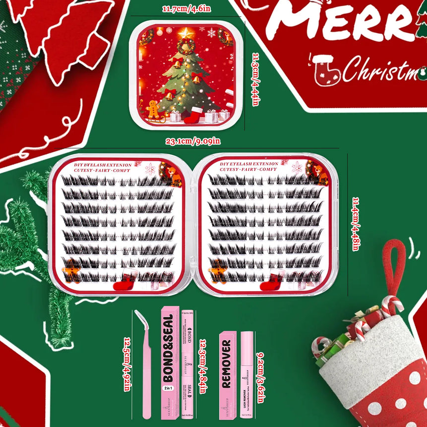 Christmas Gift Eyelash Clusters Manga Natural Look Individual Lashes Kit Lash Extension Wtih Lash Glue Use At Party Cosplay