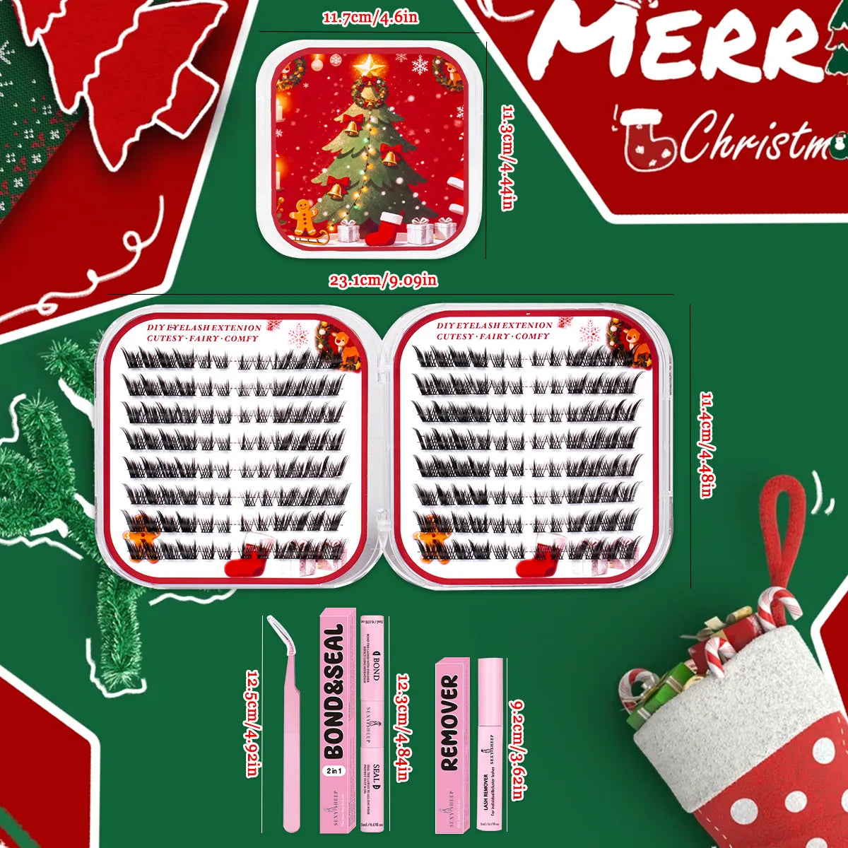 Christmas Gift Eyelash Clusters Manga Natural Look Individual Lashes Kit Lash Extension Wtih Lash Glue Use At Party Cosplay