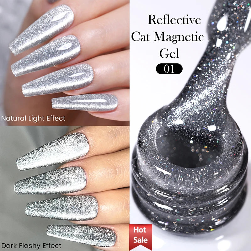 BORN PRETTY 10ml Black Glass Cat Magnetic Gel Nail Polish Silver Gold Glitter Semi Permanent Soak Off UV LED Gel Varnish