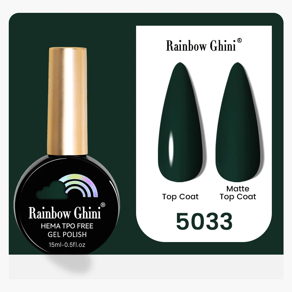 Rainbow Ghini 15ML 146 Colors Long-Lasting Colorful Gel Nail Polish Professional UV/LED Gel Polish Base Coat Matte Top Coat