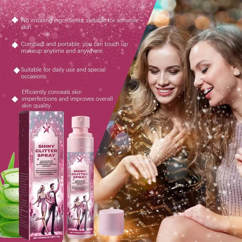 100ml Shiny Body Glitter Spray Hair Clothes Highlighter Powder Glitter Gloss Spray Shimmer Powder Makeup Spray Face Highlighter