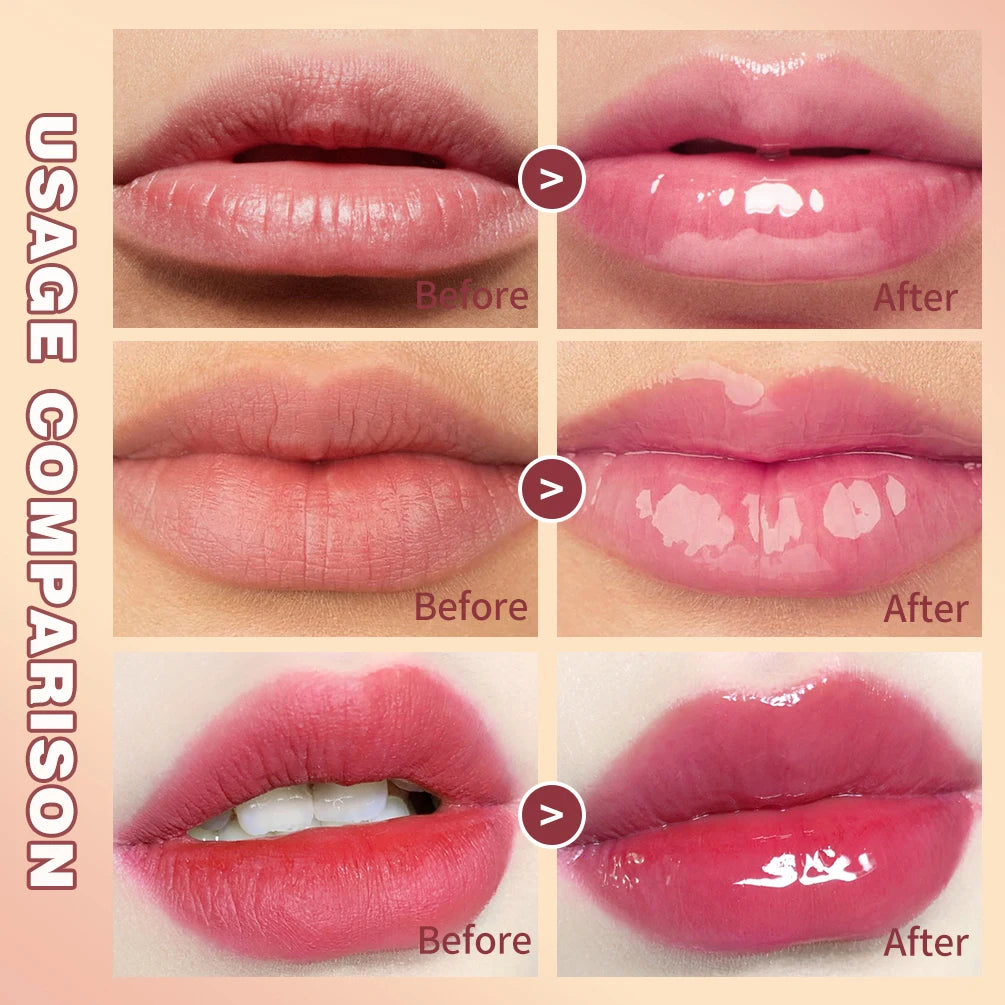 QIBEST Color Changing Lip Oil Moisturizing Transparent Jelly Lip Balm Long-term Lipgloss Nourishes Lip Plumper Oil Makeup New
