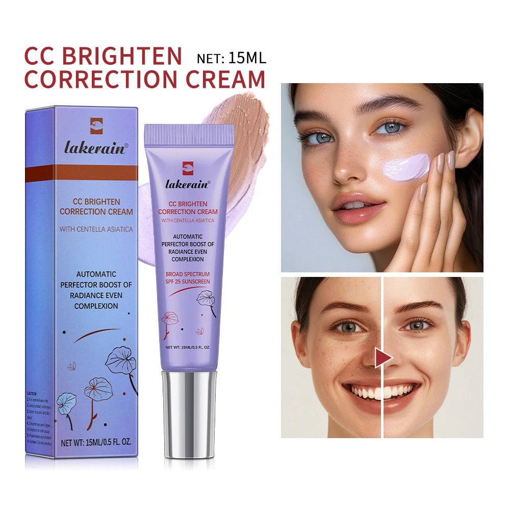 3pcs CC Cream Color-Changing Liquid Foundation | High Coverage Korean Centella Extract, Smooth Base Makeup for Face