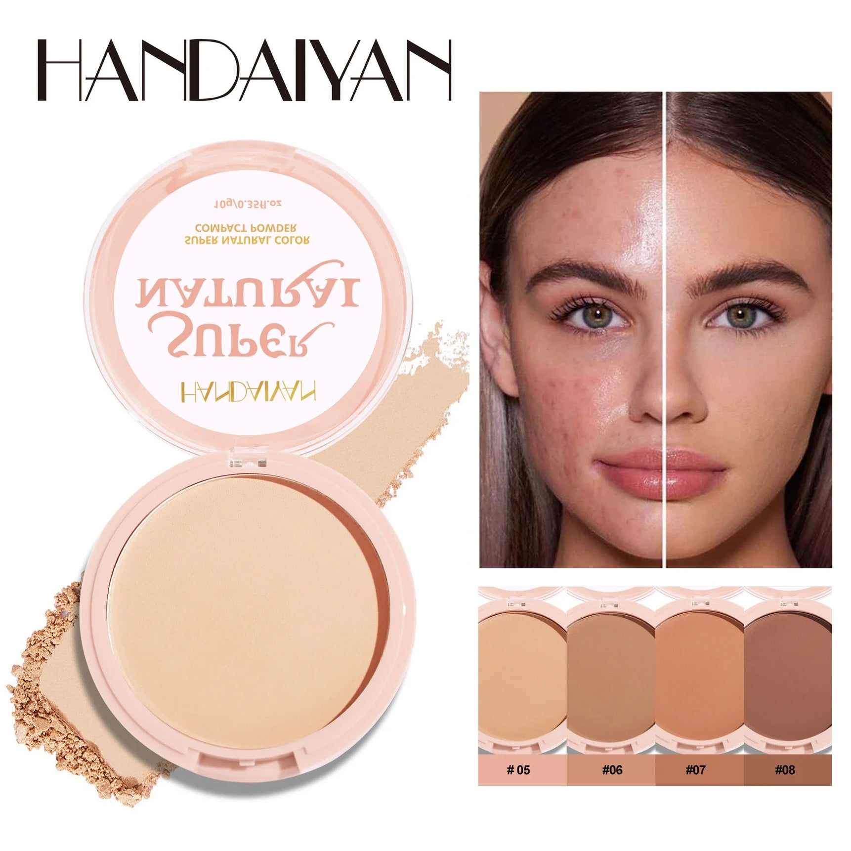 8 Color Matte Face Pressed Powder Oil Control Natural Setting Powder Foundation Full Coverage Waterproof Lasting Makeup