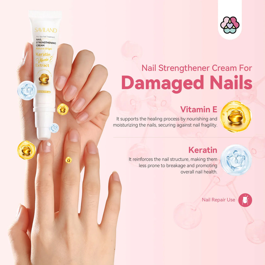SAVILAND Nail Strengthener with VE and Keratin for Damaged Nails Strengthens Nails And Cuticles Protector Finger Nail Care