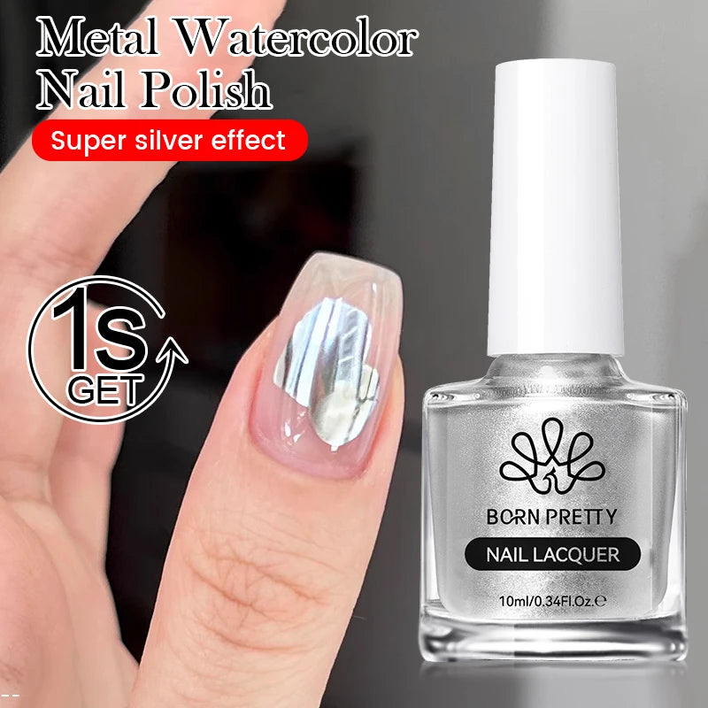 BORN PRETTY Metal 10ml Watercolor Nail Polish Air Dry Marble Nail Polish Gradient Ink for Painting Manicure DIY at Home