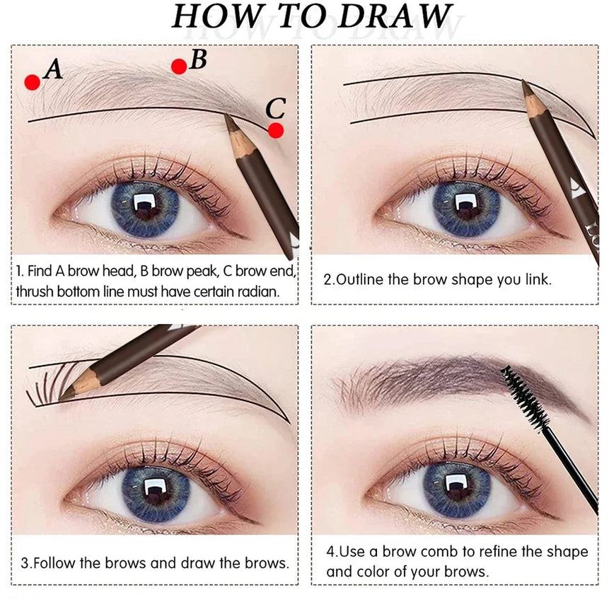 6/12Pcs Eye Brow Pencil Waterproof Professional Women Eye Makeup Pen Easy Color Natural Black Brown Cosmetic Beauty Eyebrow Tool