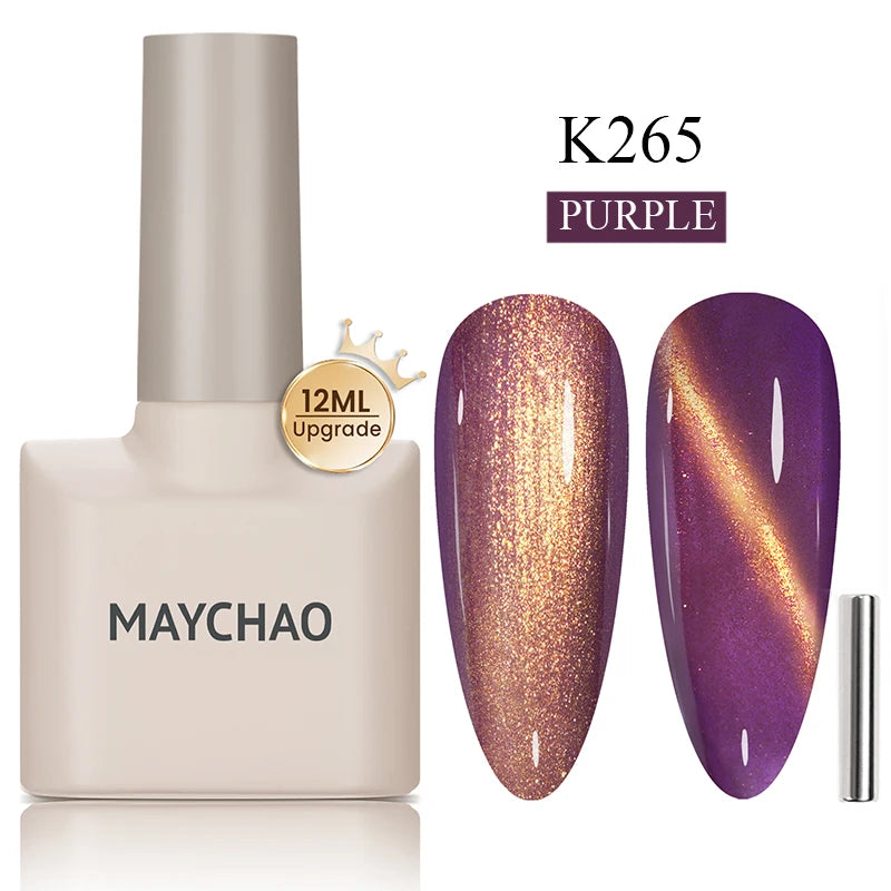 MAYCHAO 10ml Cat Magnetic Gel Nail Polish Cat Eye Glitter Effect Semi Permanent Soak Off UV Gel Varnish Manicure For Nail Art