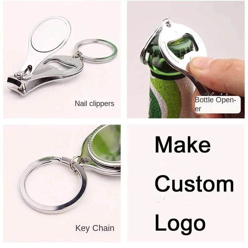 1Pc Round Stainless Steel Big Large Heavy Duty Keychain Finger Toe Nail Beauty Care Tool Cutter Trimmer Clipper With Beer Opener