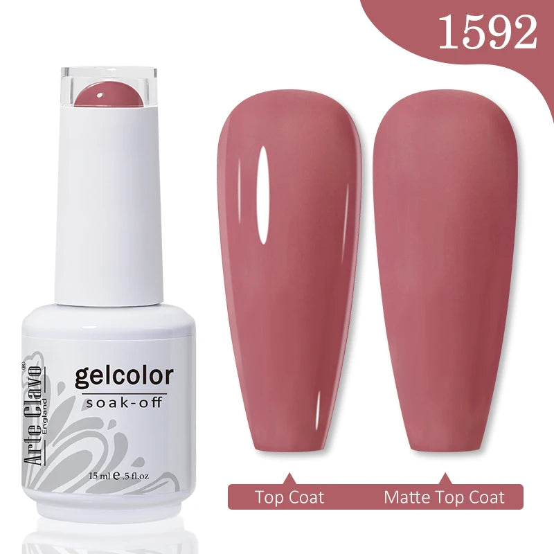 Arte Clavo 15ml Rose Red Pink Color Gel Nail Polish Autumn Winter Hot Sale Long Lasting Soak Off For Manicure Nail Art Gel