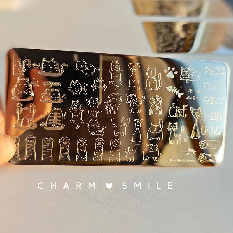 Cartoon Characters Stamping Plates  French Line Geometry  Flowers Leaves Animals Image Stainless Steel Nail Art Template Stencil