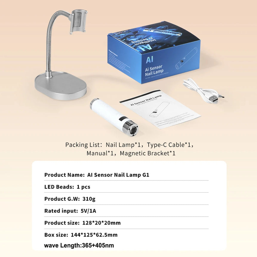 Ai Sensor Nail Lamp UV LED Mini Lamp Rechargeable Cordless Lamp Desktop and Handheld Drying Light Curing All Nail Gel Quickly