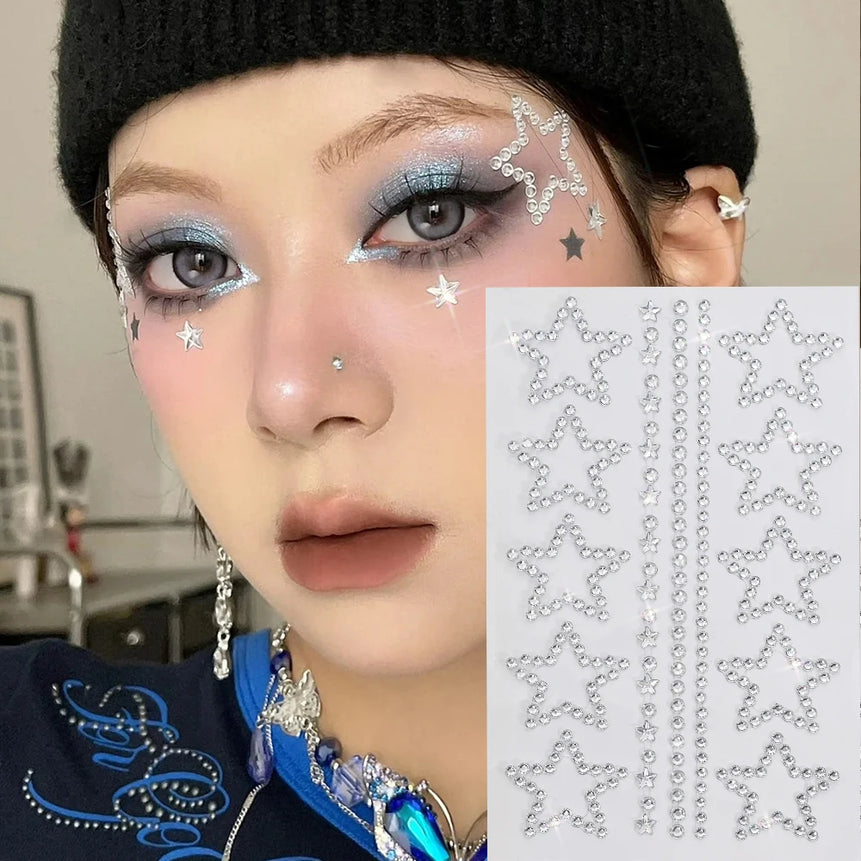 1pc Red Face Gems Jewels Rhinestone Stickers Self Adhesive Gems Stickers DIY Bling Jewel Crystal Sticker for Hair Face Eyes Body