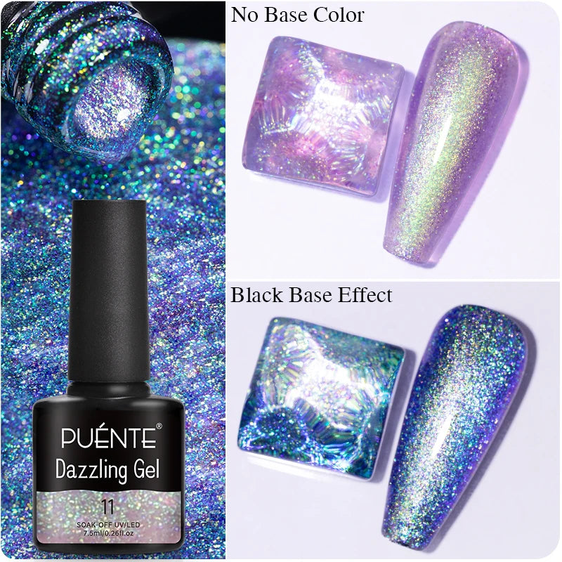 7.5ML Black Cat Eye Magnetic Glitter Gel Nail Polish Ultra-Bright Black Shine Long-Lasting Soak Off UV Nail Art Varnish Manicure