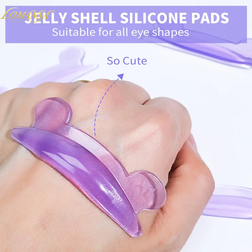 Lomansa 5 Pairs L Curl Silicone Eyelash Perm Pads Sticky Lashes Rod Shield Lifting 3D Eyelash Curler Accessories Makeup Tools