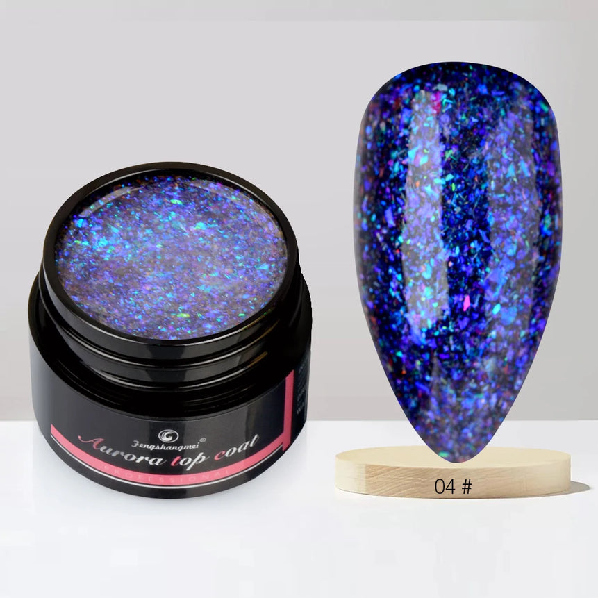 Aurora Glitter Gel Nail Polish 3D Non-Sticky Builder Gel Formula Long-Lasting Shine Soak Off UV/LED Cured Perfect for Manicures