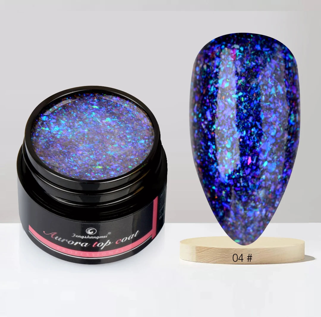 Aurora Glitter Gel Nail Polish 3D Non-Sticky Builder Gel Formula Long-Lasting Shine Soak Off UV/LED Cured Perfect for Manicures