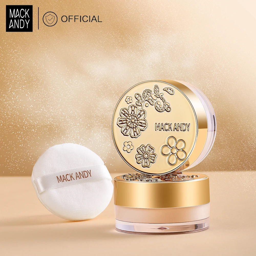 MACKANDY Soft Honey Loose Powder Waterproof Long-lasting Oil Control Shimmer Brighten Coverage Setting Powder Facial Makeup