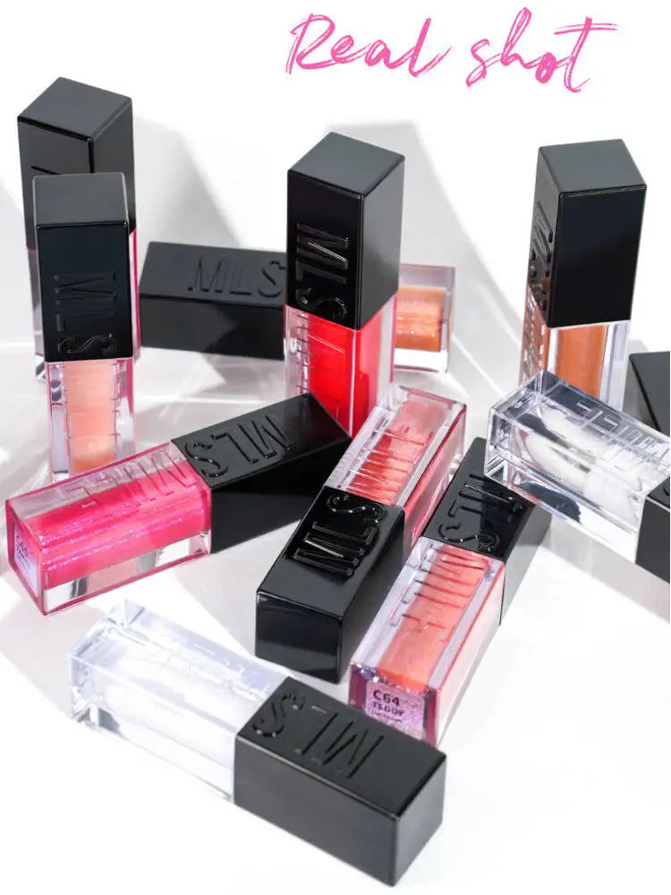 MLSMILE Wet Shiny Liquid Lip Gloss Diamond Shimmer Glitter Lip Plumper Oil 6colors Sparkling Highgloss Sequins Pearly Makeup