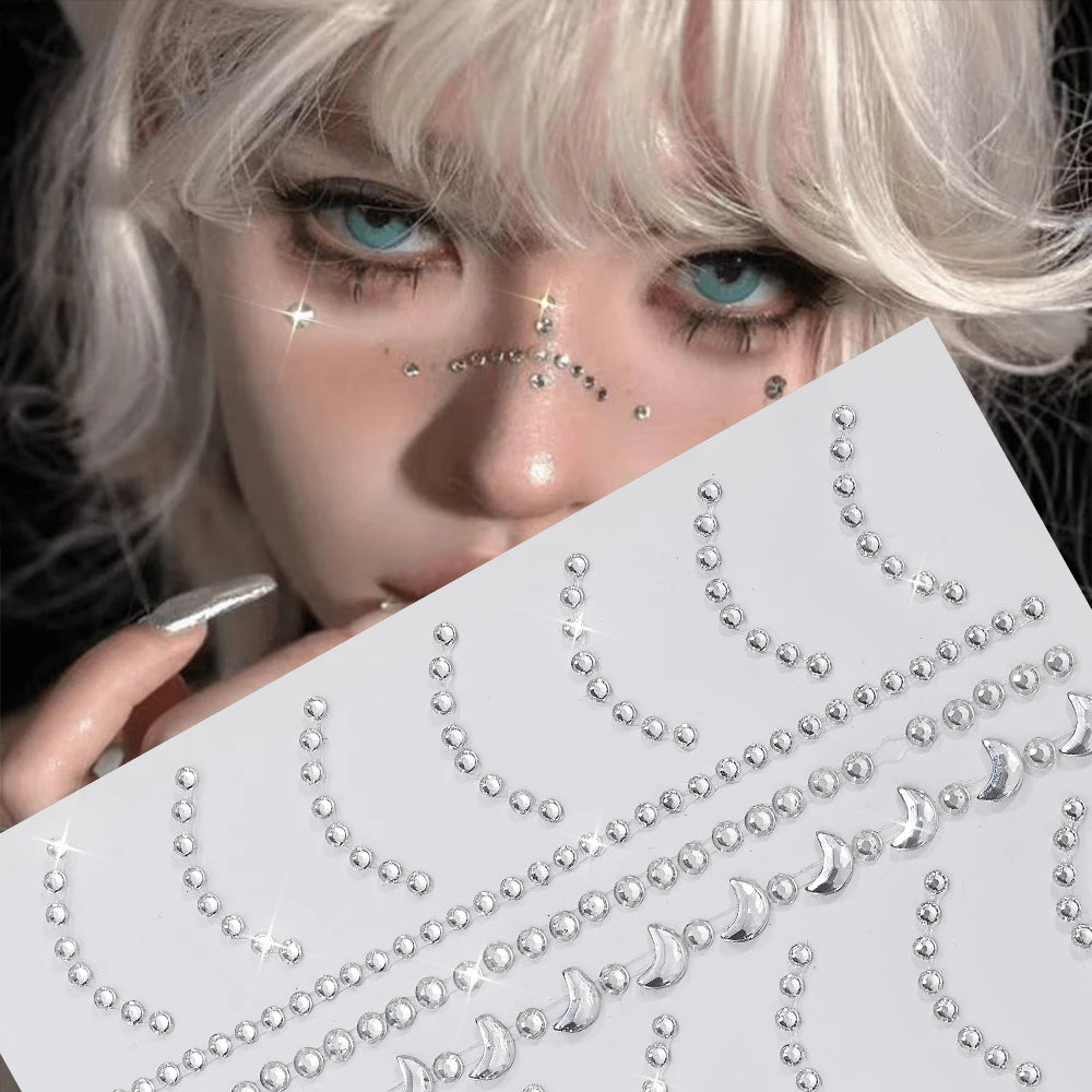1pc Red Face Gems Jewels Rhinestone Stickers Self Adhesive Gems Stickers DIY Bling Jewel Crystal Sticker for Hair Face Eyes Body