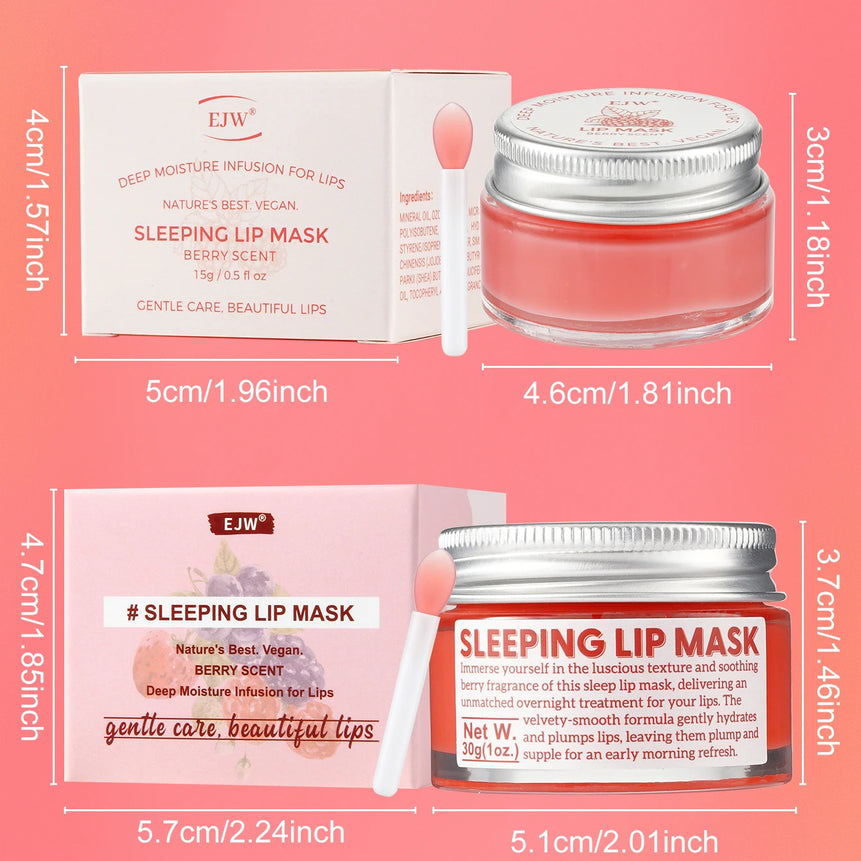 EJW Lip Sleeping Mask: Nourish,Hydrate, Vitamin E,Jojoba Oil, Lip Balm, Lip Skin Care, Improve Lip Color, Reduce Lip Lines.