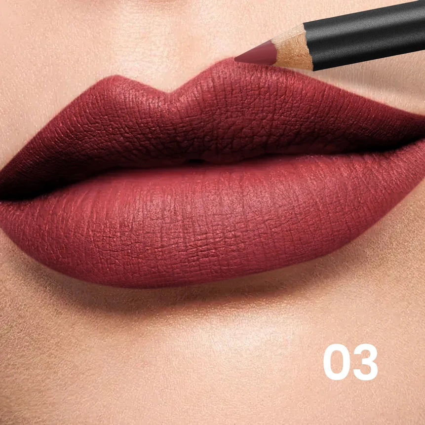 Pudaier 6-Color Waterproof Matte Lip Liner - Long-Lasting, Non-Transfer Formula, Matte Finish, 6 Versatile Shades