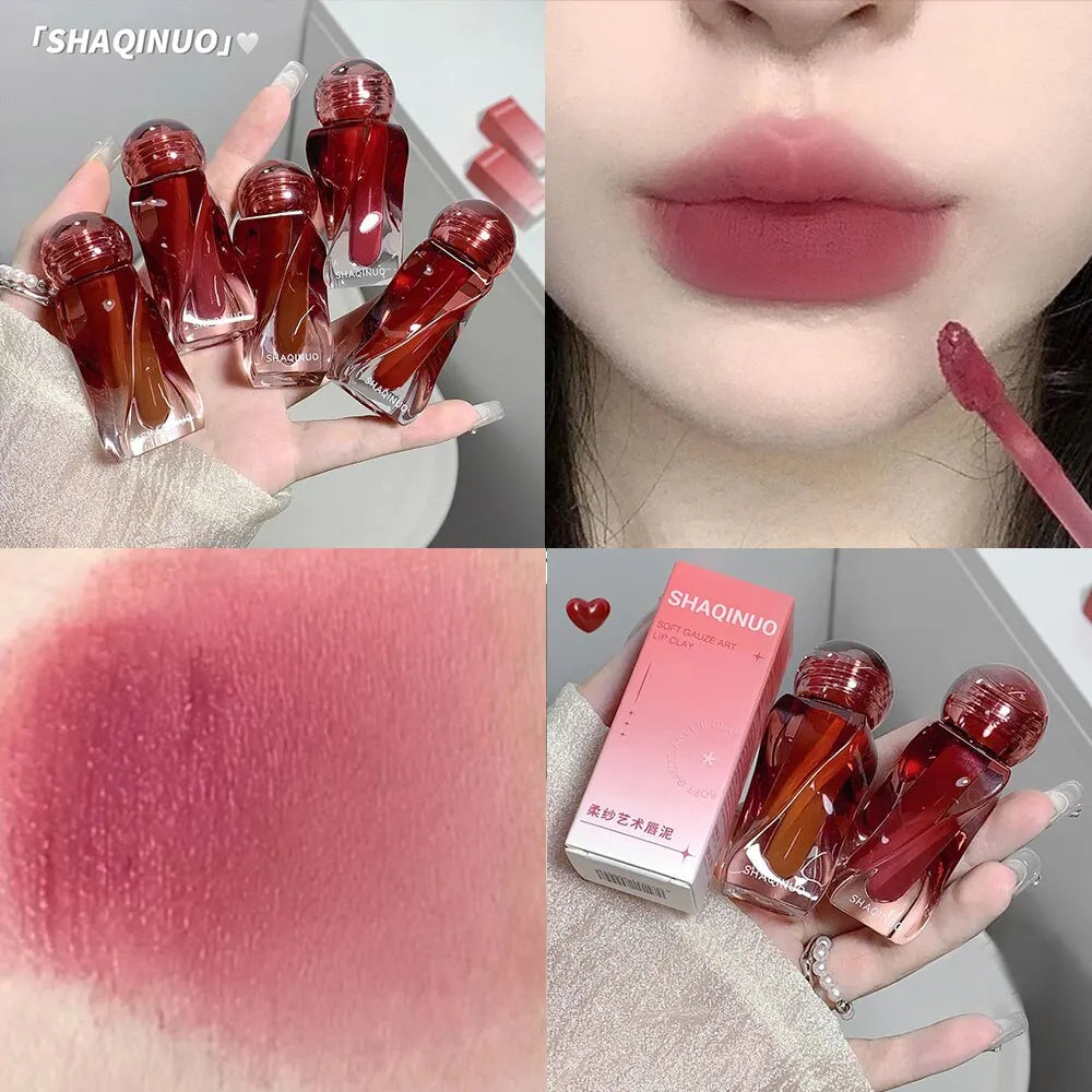 Artistic Soft Mist Mousse Lip Glaze Velvet Matte Lipstick Holding Makeup Not Easy to Sticky Cosmetics Lipstick