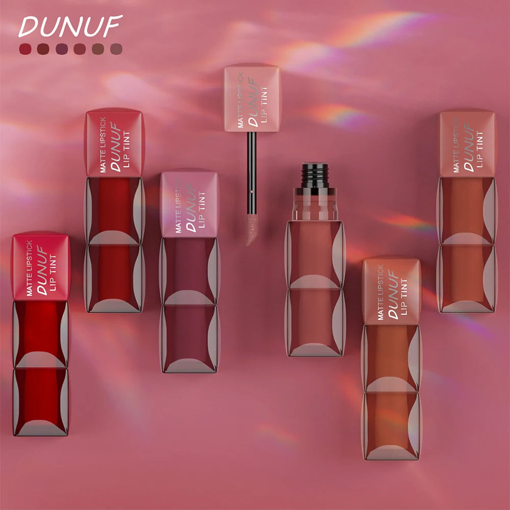 DUNUF 1pcs Liquid Matte Lipstick Velvet Matte Women'S Makeup Long-lasting Waterproof Non-stick Cup Non-fade Lip Gloss