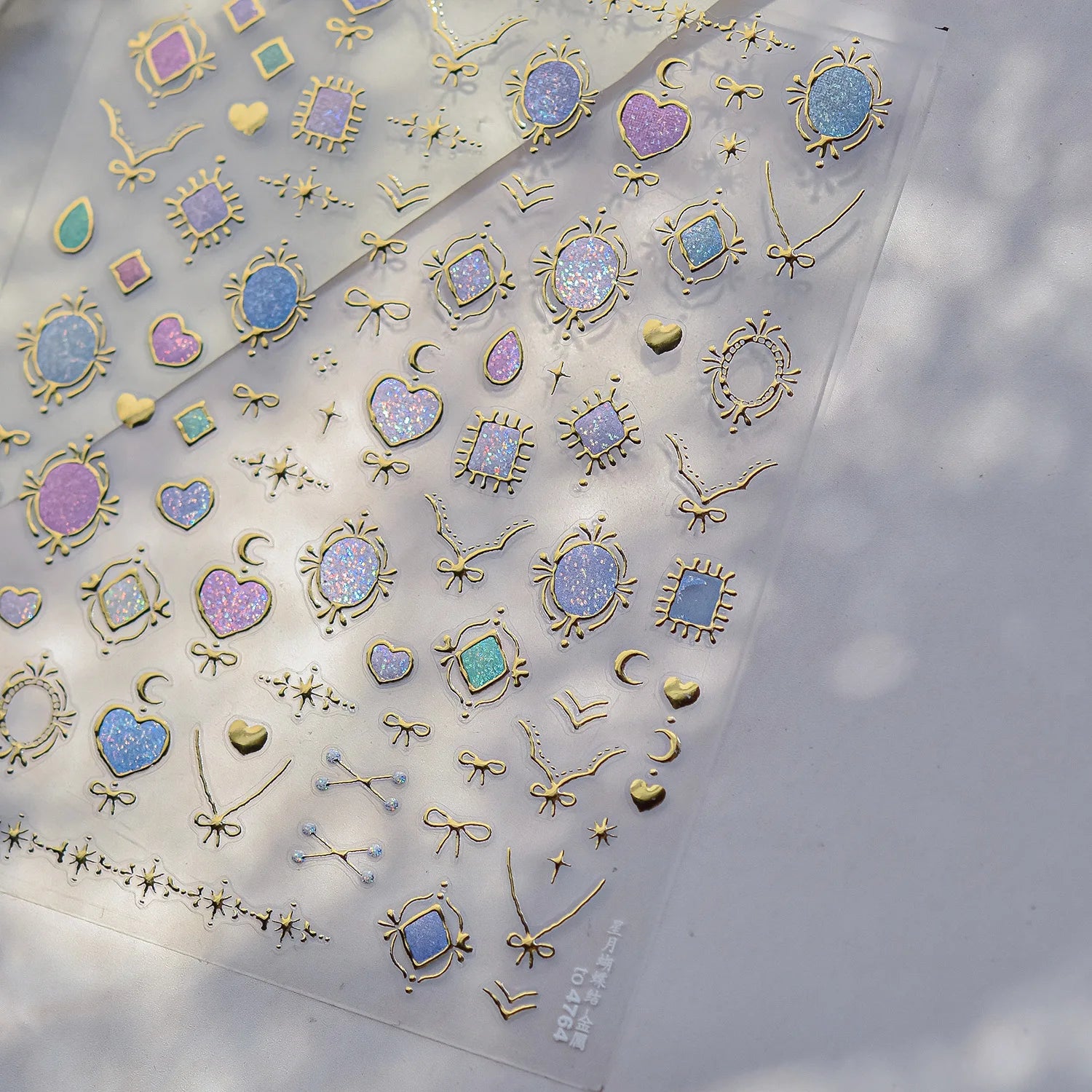 Elegant Gold Scepter 5D Nail Art Stickers Gorgeous Gemstone Luxury Courtly Pattern Necklace Frame Self Adhesive Manicure Decals