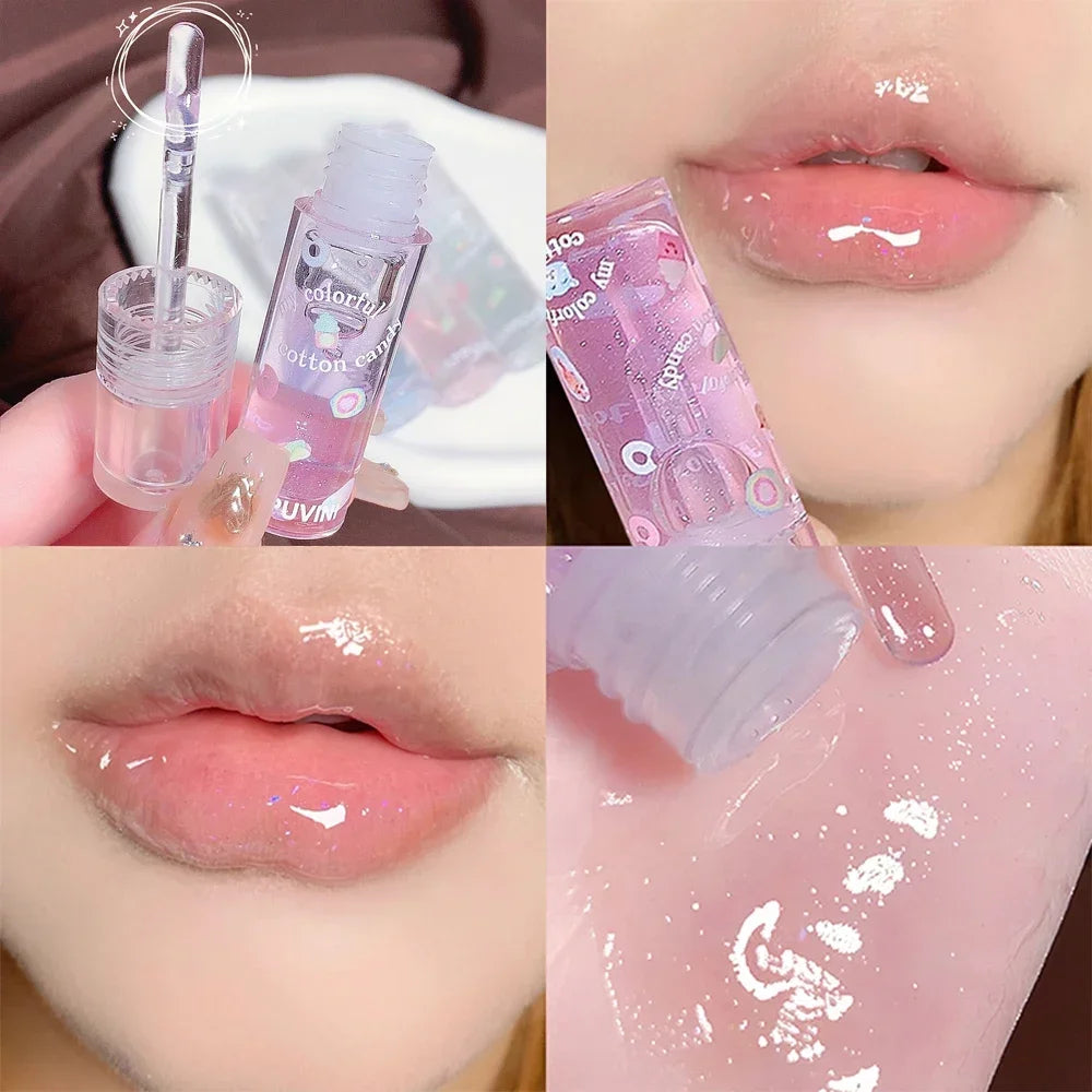 Transparent Mirror Lip Gloss Moisturizing Jelly Lip Oil Lasting Clear Glitter Plumping Liquid Lipstick Lips Care Makeup Cosmetic