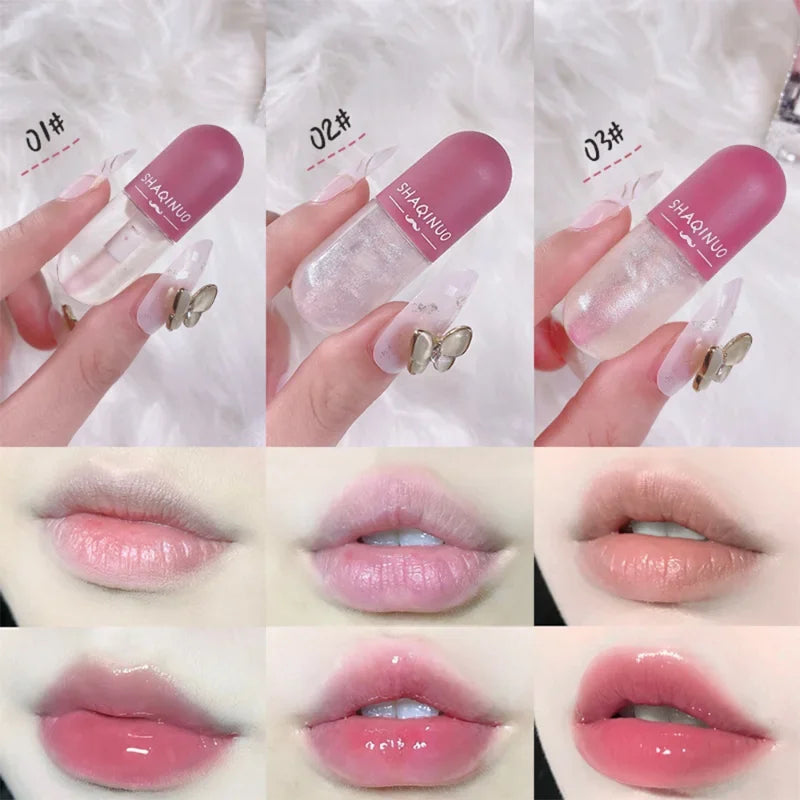 Moisturizing Plumping Lip Oil Color Change Crystal Jelly Lip Glaze Glass Transparent Glitter Lip Gloss Lips Makeup Cosmetics