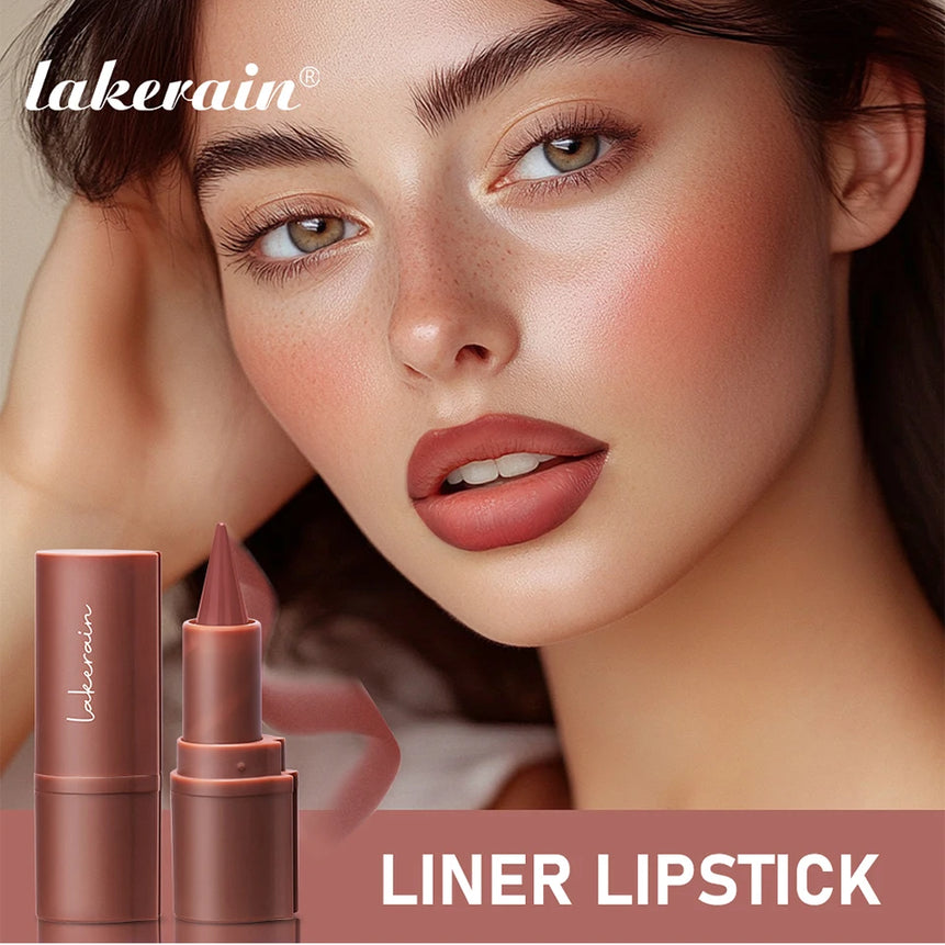 2-in-1 Lipstick Lip Liner Pointed Tip Long-Lasting Moisturizing Color-Payoff Lip Makeup for Everyday Use