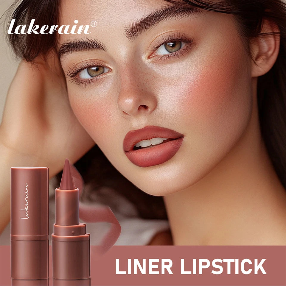 2-in-1 Lipstick Lip Liner Pointed Tip Long-Lasting Moisturizing Color-Payoff Lip Makeup for Everyday Use