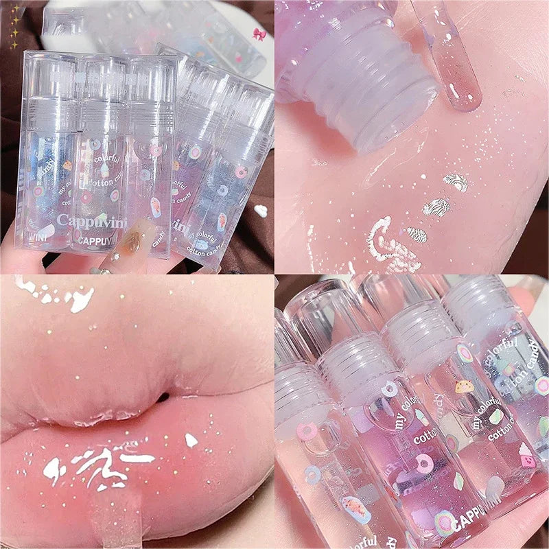 Transparent Mirror Lip Gloss Moisturizing Jelly Lip Oil Lasting Clear Glitter Plumping Liquid Lipstick Lips Care Makeup Cosmetic