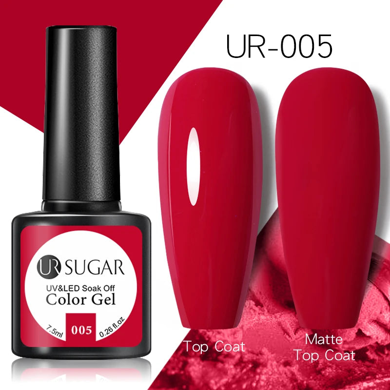 UR SUGAR 7.5ml Rose Glitter Solid Color Gel Nail Polish Jelly Nude Pink Semi Permanent DIY Nail Art UV LED Soak Off Gel